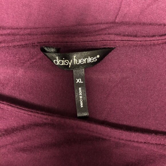 Daisy Fuentes Tunic Womens Size XL Purple Gathered Side Cap Sleeves Top - Picture 6 of 9